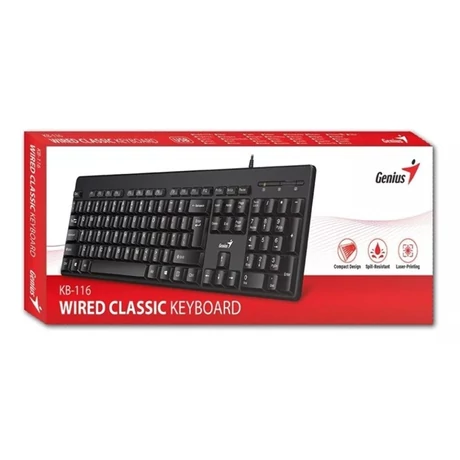 Genius Billentyűzet - KB-116 (Vezetékes, USB, fekete)