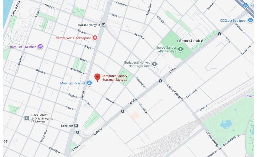 Térkép, amely az fizikai üzletet és környékét mutatja.